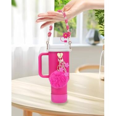 Imagem de Compatível com acessórios Stanley Cup, conjunto de acessórios de copo de 7 peças, alça de alça de copo premium/bota de silicone e capa de canudo para copos Stanley de 850 g/1,134 g, rosa
