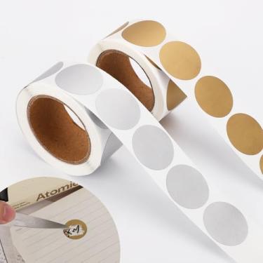 Imagem de 600 adesivos de raspar de 2,5 cm, etiquetas redondas douradas e prateadas, arranhadores autoadesivos, faça seus próprios cartões de raspar personalizados para bilhetes de loteria de prêmio de vencedor