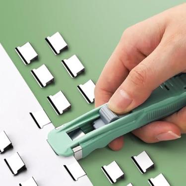 Imagem de Clipe de pressão reutilizável, suporte de clipe de documento, grampeador, material de escritório, verde