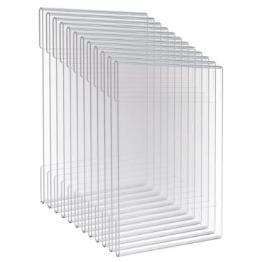 Imagem de ZASIMO Suportes de placa de acrílico transparente de 21 x 28 cm com fita adesiva dupla face, suporte de menu de documentos para escritório, casa, loja, restaurante - sem perfuração, pacote com 12