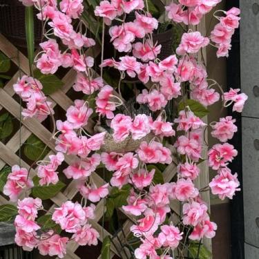 Imagem de Videira sintética de flor de cerejeira sintética de 180 cm para uso ao ar livre, montagem na parede, videira, flor de cerejeira, festa de casamento, jardim, decoração de casa