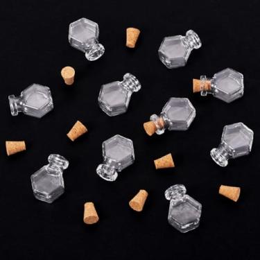 Imagem de 10 frascos de vidro de 2,6 x 2 x 1,25 cm (1 x 0,79 x 0,49 polegadas) Recipientes de contas com rolha de cortiça Garrafa de desejos para pacote de armazenamento de contas, chaveiro faça você mesmo