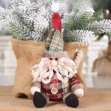 Imagem de Boneca de Papai Noel de Natal, decoração de pendurar com pingente de desenho animado, guirlanda de árvore de Natal, decoração de casa 25 cm