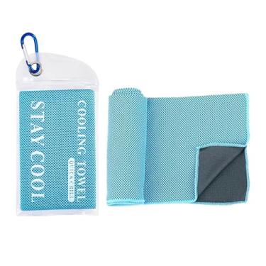 Imagem de Toalhas refrescantes (119 x 30 cm) para pescoço e rosto, toalha de gelo para clima quente, toalhas de ginástica macias e respiráveis, toalha de microfibra para treino, ioga, corrida, acampamento (azul