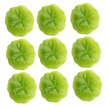 Imagem de 30 peças de folhas de lótus flutuantes simuladas de folhas de lótus verdes para paisagens de peixes de aquário e decoração de piscina, folha decorativa de água para paisagem em miniatura
