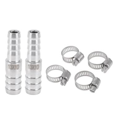 Imagem de Generic 1 conjunto de acessórios de farpa de mangueira 33/64 "x25/162.6 cm redutor de emenda para ar, água, óleo, gás, combustível, aço inoxidável, tom prateado com braçadeiras