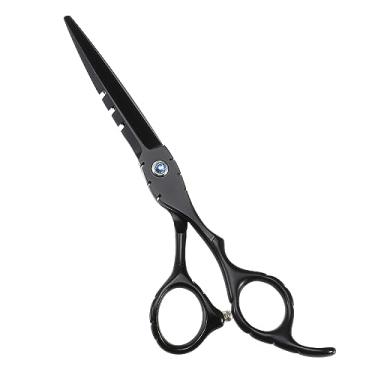 Imagem de Tesoura profissional de corte de cabelo, tesoura de corte de cabelo, tesoura de aço inoxidável para corte de cabelo, preto e azul, 2,3 x 1,7 cm