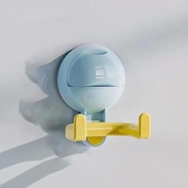 Imagem de Gancho dopaminérgico com ventosa de cabeça dupla, sem perfuração, para pendurar toalha, papel higiênico, cozinha, banheiro (azul)