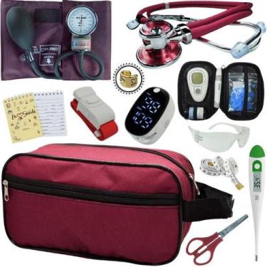 Imagem de Kit Enfermagem Aparelho de Pressão Estetoscópio Medidor Glicose Comple