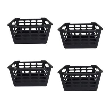 Imagem de Kit 4 Cesto Multiuso Atenas Pequeno 25x15,5x29,5 Preto - Arqplast