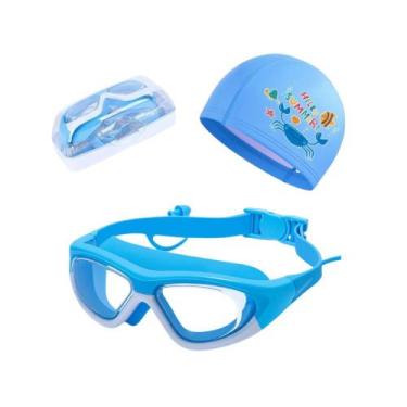 Imagem de Kit Óculos e Touca de Natação Infantil Hero Band Coleção Tibumm, Azul 
