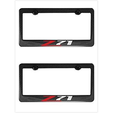 Imagem de 2 peças para carro Z71 Off Road capa de moldura de placa de carro protetor de aço inoxidável fibra de carbono