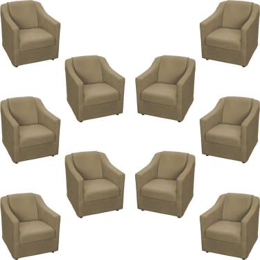 Imagem de Kit 10 Poltronas Decorativa Mila Pé De Plástico Cromado - Nude Suede