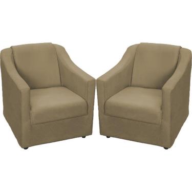 Imagem de Kit 2 Poltronas Mila Pé De Plástico Cromado - Nude Suede