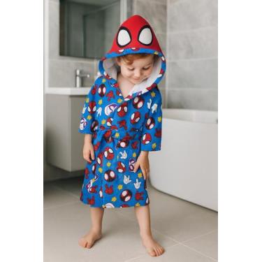 Imagem de Roupão Aveludado Infantil Quimono Estampado Com Capuz Spidey - Lepper,