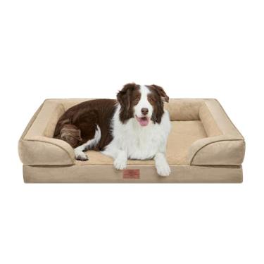 Imagem de Comfort Expression Cama ortopédica para cães grandes, 91 x 69 cm, à prova d'água, espuma para ovos, cama grande para animais de estimação com almofadas removíveis, sofá para cães com capa lavável e