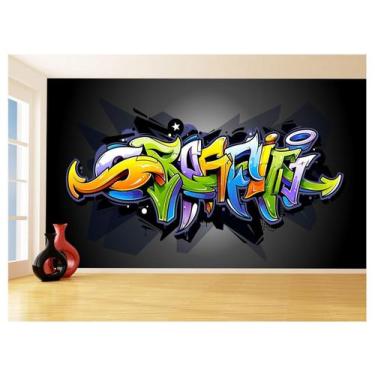 Imagem de Papel De Parede 3D Arte Graffiti Mural Grafite 3,5M Tra82 - Você Decor