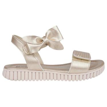 Imagem de Sandália Pampili Infantil Papete Laço Confortável e Estilosa, Dourado,