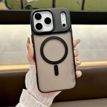 Imagem de SFDSUH Capa transparente para iPhone 16e com carregamento sem fio magnético (Preta)