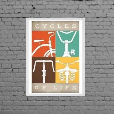 Imagem de Quadro Decorativo Bike Cycles Of Life 45X34Cm Moldura Branca - Quadros
