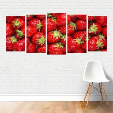Imagem de Quadro Alimentos Comida Morangos Frutas Strawberry Tela Canv - Plinpli