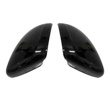 Imagem de 2 peças compatíveis com Peugeot 208/2008 2012-2018 capa de espelho retrovisor de porta lateral guarnições acessórios de carro substituição do lado esquerdo + direito (preto)
