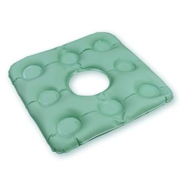 Imagem de Almofada Ortopédica Caixa de Ovo, PVC, para Hemorroida e Cóccix, 2 em 1 Água/Ar, Anti Escaras, Verde, Quadrada, Suporta 130kg
