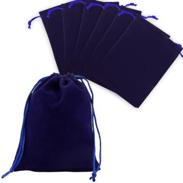 Imagem de Sacos de presente de veludo com cordão, 20 peças de bolsas de joias de veludo azul 10 x 12 cm, bolsas pequenas de veludo para armazenamento de tecido para presentes de cristal faça você mesmo