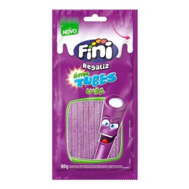 Imagem de Bala de Gelatina Tubes Ácidos Sabor Uva Fini 80g