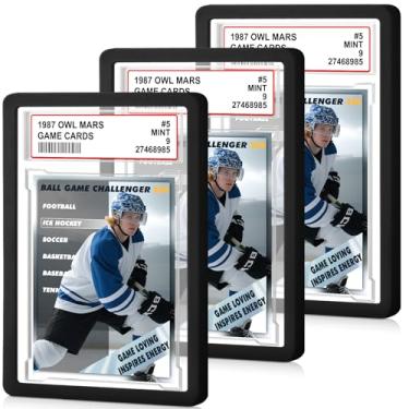 Imagem de Pacote com 3 placas de cartão classificadas com amortecedor de laje PSA, protetor de placa de TPU rígido PSA para cartas classificadas, cartas de beisebol, placas rígidas de acrílico com posição de