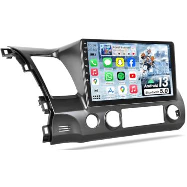 Imagem de Rádio automotivo 8Core 4 + 64 GB Android 13 para Honda Civic 2006-2011: tela sensível ao toque FHD IPS de 10 polegadas sem fio CarPlay/Android Auto, GPS, 4G LTE, 5GWiFi, Bluetooth5.0, FM/AM RDS SWC