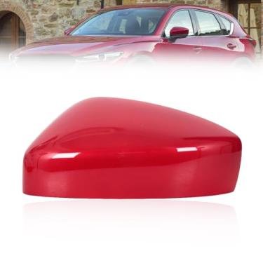 Imagem de JESYMBX Tampa do espelho retrovisor lateral da porta para Mazda CX-5 CX5 2017-2021 Capa de casa de tampa vermelha esquerda