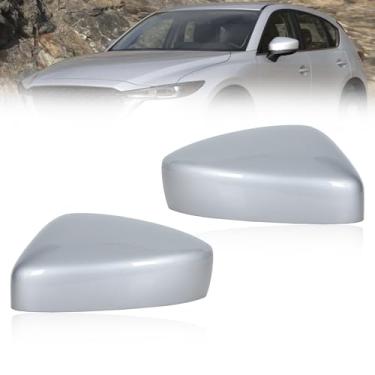 Imagem de JESYMBX Tampa do espelho retrovisor lateral da porta para Mazda CX-5 CX5 2017-2021 Capa de casa de tampa prata esquerda e direita