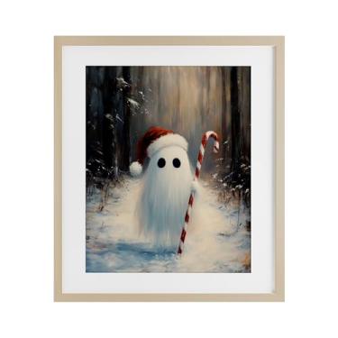 Imagem de Stupell Industries "Candy Cane Forest Ghost", impressão emoldurada sob vidro, marrom, 13 x 16