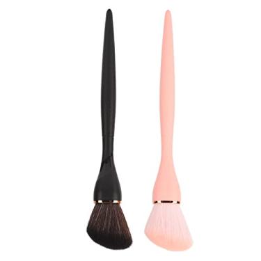 Imagem de CUOFYUNL 2 PCS Pincel de Contorno Angular Preto Rosa Fibra Artificial Coloração Precisa Conjunto de Pincéis de Maquiagem de Cerdas Macias