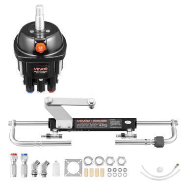 Imagem de VEVOR Kit de direção hidráulica, 90 HP, bomba e cilindro hidráulico do leme de direção, com pressão máxima de funcionamento de 6,9 MPa/1000 psi, caixa de liga de alumínio, válvula de retenção, para