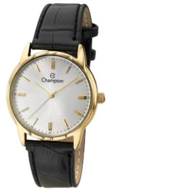 Imagem de Relógio Champion Feminino Couro Preto + Colar e Brincos CH22519W