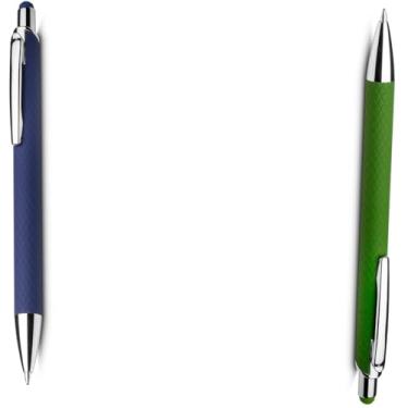 Imagem de Caneta Esferográfica Executiva em Alumínio Reciclável, Escrita Azul, Ponta Touch, Corpo Cilíndrico, Acabamento Fosco, Refil Parker, 14cm (Azul e Verde)