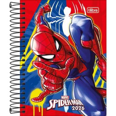 Imagem de Agenda Espiral Diária 11,7 x 16,4 cm Spider-Man 2026 - Fundo Vermelho 