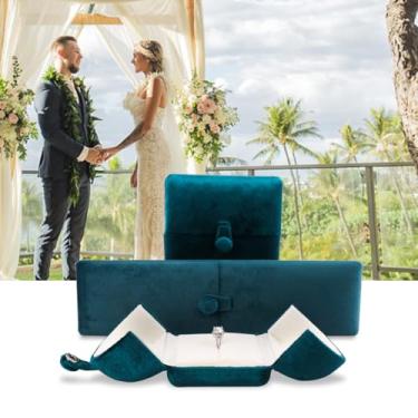 Imagem de Caixa de anel de veludo para casal, caixa de presente de joias, caixas de anel de noivado, armazenamento de joias para casamento, Natal, aniversário (caixa de anel)