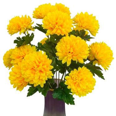 Imagem de ARTIFIPLANT Flores de crisântemo artificiais para centros de mesa de baile de formatura, bola de flores de crisântemo de seda sintética para casa, escritório, cafeteria, festa e decoração de