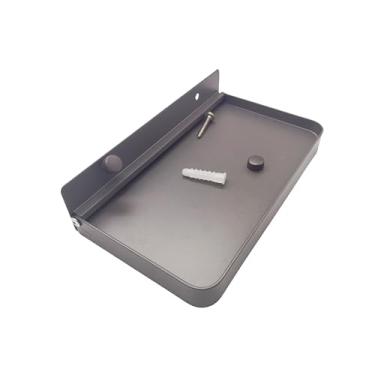 Imagem de Bandeja de parede para banheiro, suporte dobrável de alumínio pequeno, rack de armazenamento para itens pequenos, adequado para banheiros, cabeceira e lavatórios (cinza)