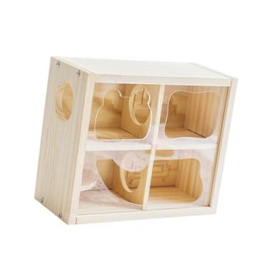 Imagem de Generic Casinha de madeira para hamster, esconderijo, acessórios para gaiola, cabana de dois andares para hamsters, habitat para pequenos animais, hamsters, Madeira E Acrílico