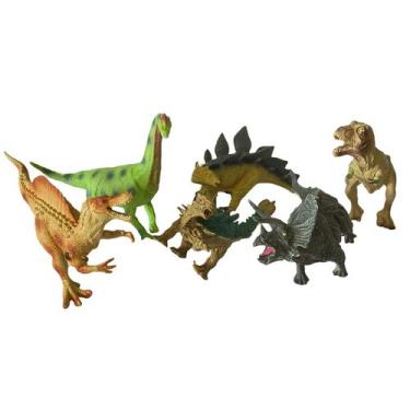 Imagem de Kit Brinquedo c/ 6 Dinossauros De Borracha Infantil - Company Kids, di