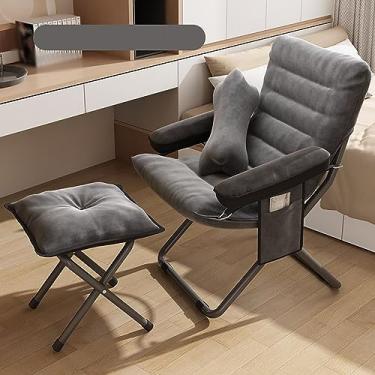Imagem de AkosOL Cadeira preguiçosa com otomana, ar dobrável com apoio para os pés, poltrona reclinável para sofá, lazer, cadeira de leitura aconchegante para quarto, escritório, hospedagem, sala de estar