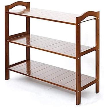 Imagem de Lss9azznmm Sapateira, sapateira, sapateira, sapateira, sapateira, 3 níveis, bambu, bancada, recipiente ideal para corredor, banheiro, sala de estar e corredor, caixa de sapatos estrela da luz ()