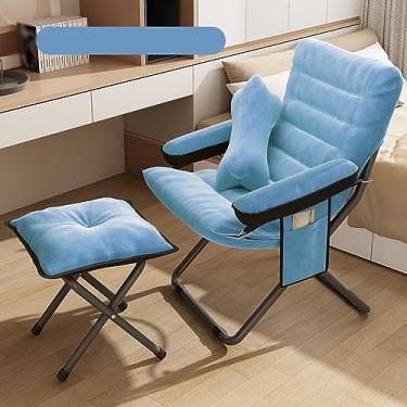 Imagem de AkosOL Cadeira preguiçosa com otomana, ar dobrável com apoio para os pés, poltrona reclinável para sofá, lazer, cadeira de leitura aconchegante para quarto, escritório, hospedagem, sala de estar