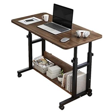 Imagem de UWEREBFM Mesa lateral de mesa para computador, mesa de computador, altura ajustável, acima da cama, suporte móvel para laptop com rodinhas e bandeja para cama