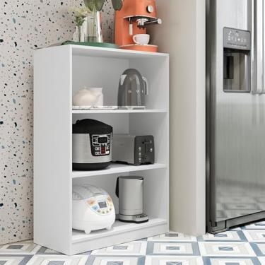 Imagem de Armário Prateleira Organizadora Multiuso para Cozinha, Lavanderia e Quarto, Estrutura Compacta, Prática e Funcional(Branco)