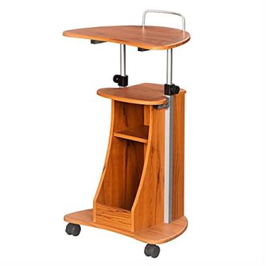 Imagem de Mesa de trabalho móvel de pé para computador com rodas de bloqueio, altura ajustável, carrinho de laptop com armazenamento